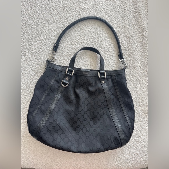 GUCCI Vintage Medium D Ring Abbey Black Tote - Picture 1 of 11